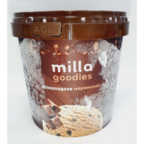 MİLLA DONDURMA 1 L ŞOKOLAD DƏNƏCİKLİ QAB